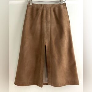 Vintage LOEWE Tan Suede Leather 1846 Spain Madrid Skirt Size 38 40